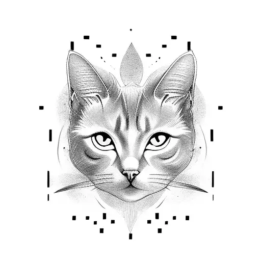 Black Short Hair Cat Face With Large Yellow Eyes