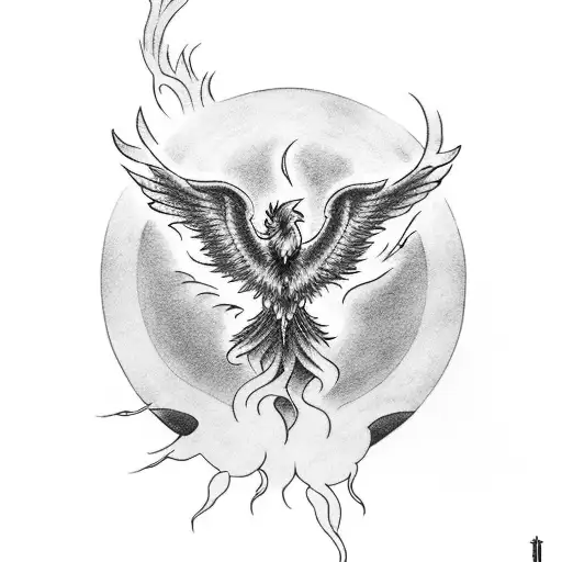 A Tattoo Depicting A Phoenix Rising From A Basketball Hoop With A Musical Staff Incorporated