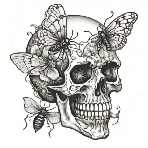 Spooky Skull With Bugs