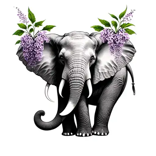 Salvador Dali Elephant With Lilacs Intertwined