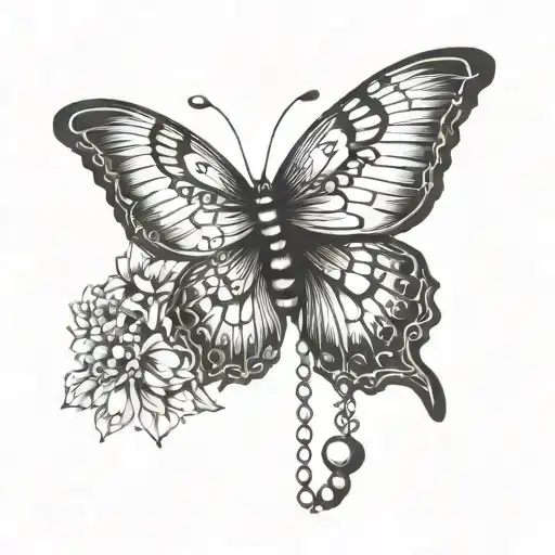 Butterfly And Rosary Beads