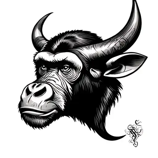 Bulls Head With Monkey Body
