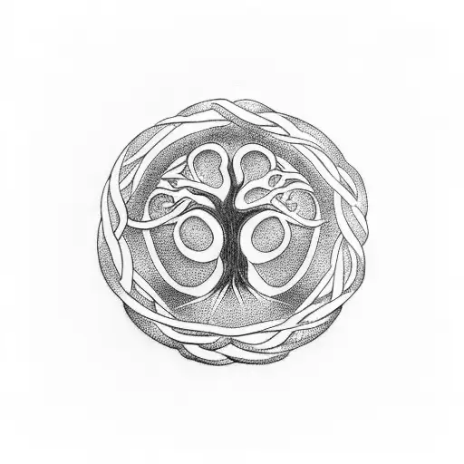 Tree Of Life With Trinity Knot Roots