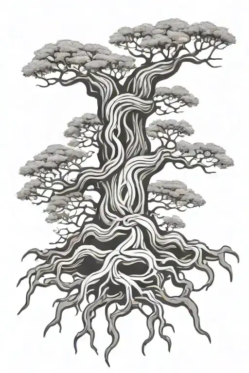 Thick Heavy Tree Roots Forming Yggdrasil Tree