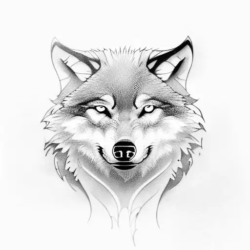 Wolf And Cub In The Mountings With A Rising Phoenix