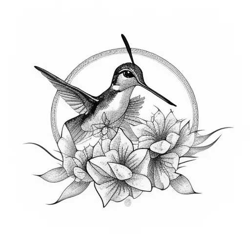 A Graceful Hummingbird Feeding On A Blossoming Cactus