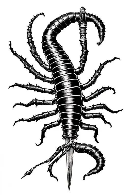 Centipede Wrapped Around Sword