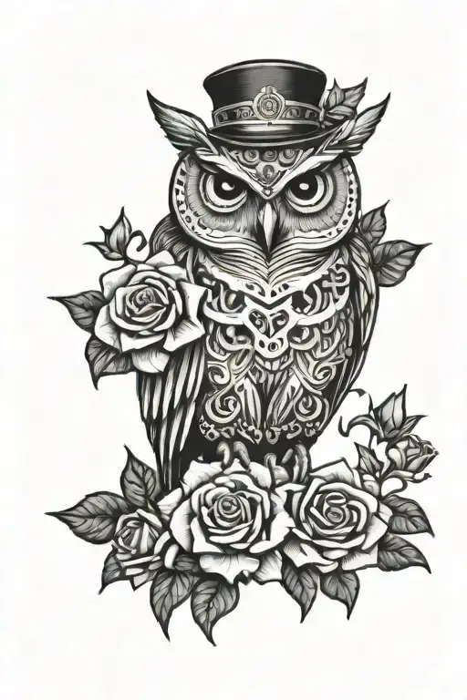 Owl Fidora Wearing Chola Holding Pitbull Lowrider7roses 2Lotus 4 Butterflies
