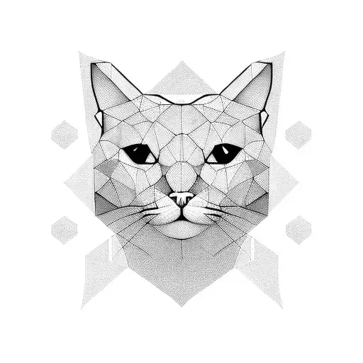 Cat Silhouette With Geometric Shapes