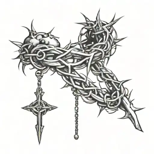 Crown Of Thorns And A Rosary