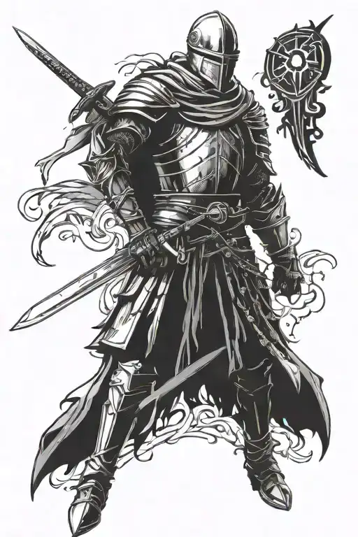 Dark Souls Medieval Knight With Sword Swag Type Fashion No Background