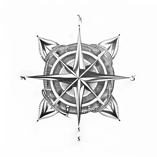 A Compass Intertwined With Musical Notes