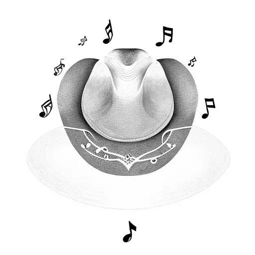 A Cowboy Hat With A Trail Of Musical Notes Flowing Out Of It