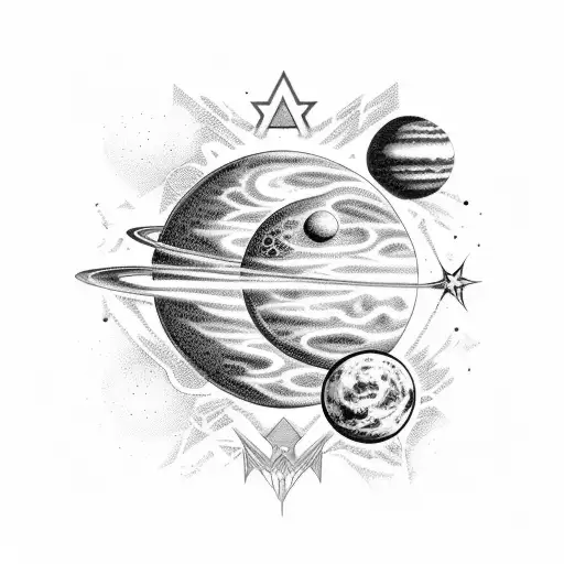 Planet And Stars With The Words 'Mars And Meanus' On It