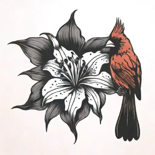 Cardinal W Lily Flower