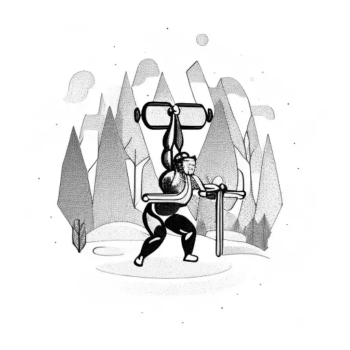 A Weightlifter Lifting A Barbell With A Forest Landscape As The Background