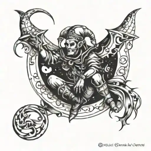 Jester Sitting On Crescent Moon