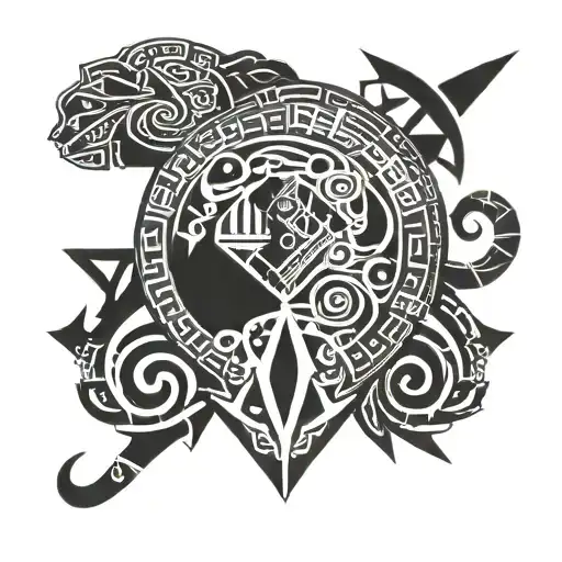 A Tribal-inspired Design Incorporating Symbols Of Anthropology And Travel