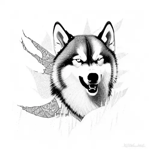 A Majestic Husky Running Through A Dense Forest