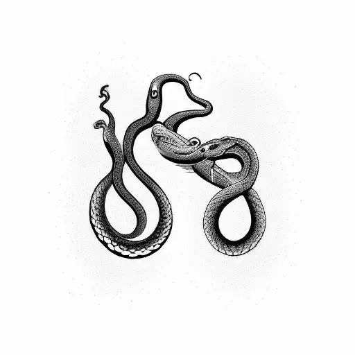 Two Birds And A Snake Laced Between Them