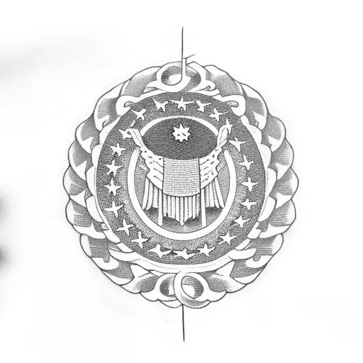 A Traditional American Flag Intertwined With A Roman Laurel Wreath