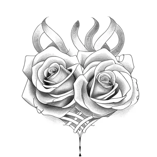 Eternal Love Symbolized By Intertwined Roses And A Heart