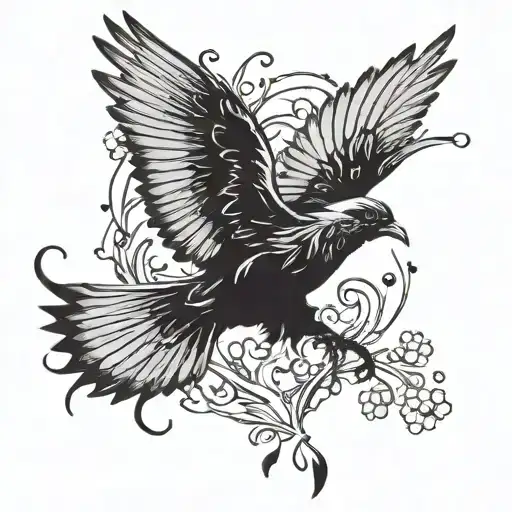 Ink Blot Bird Flying