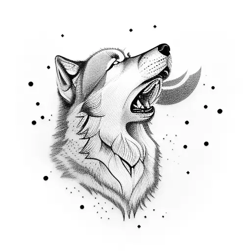 Distant Wolf Howling Silhouette