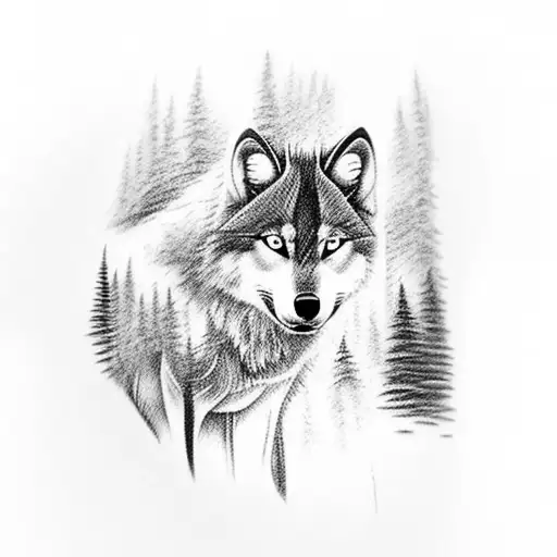 Thunderstorm Over A Forest With A Distant Wolf Howling