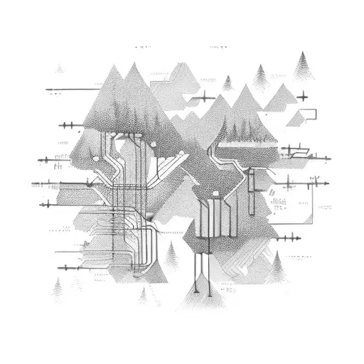 An Abstract Representation Of A Computer Circuit Board Merging With A Forest Landscape
