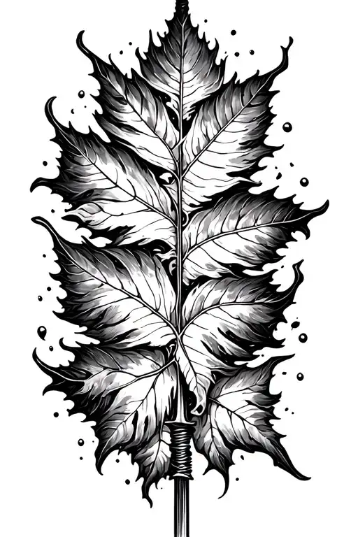 A Leaf Blowing In The Wind Being Pierced By A Spear