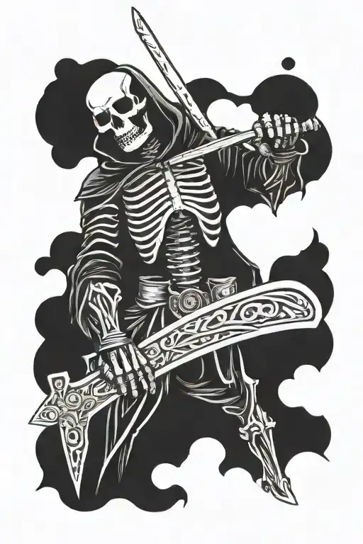 Skelton Holding A Sword