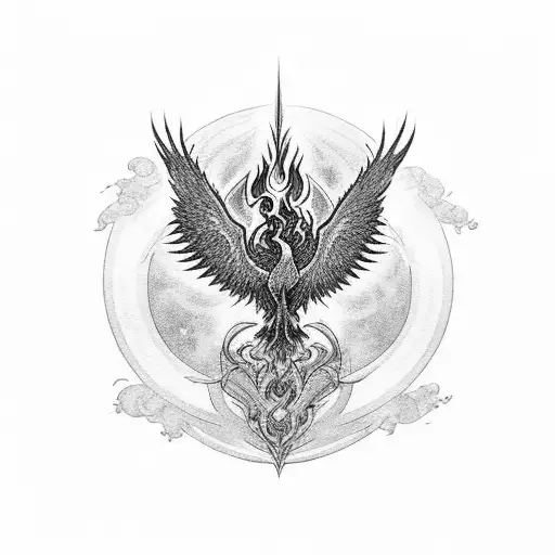 Phoenix Rising Out Of Black Flames