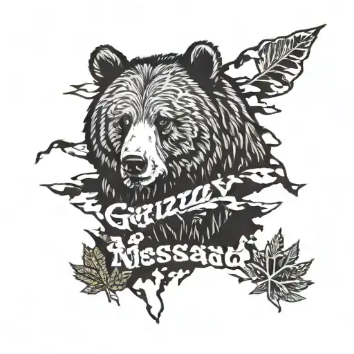 Grizzly Bear Represting Canada And Bare Necesseties Written With It