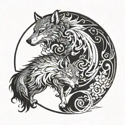 Wolf Yin Yang Symbol Formed