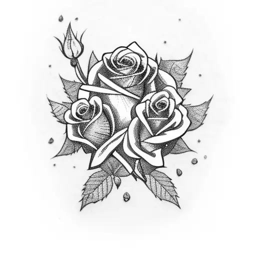 Sleeve With 3 Roses And Tree And Filler