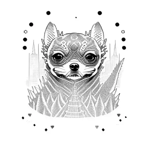 A Cute And Playful Chihuahua Dressed Up As Godzilla