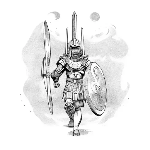 A Spartan Warrior Fighting A Mythical Creature From Greek Mythology