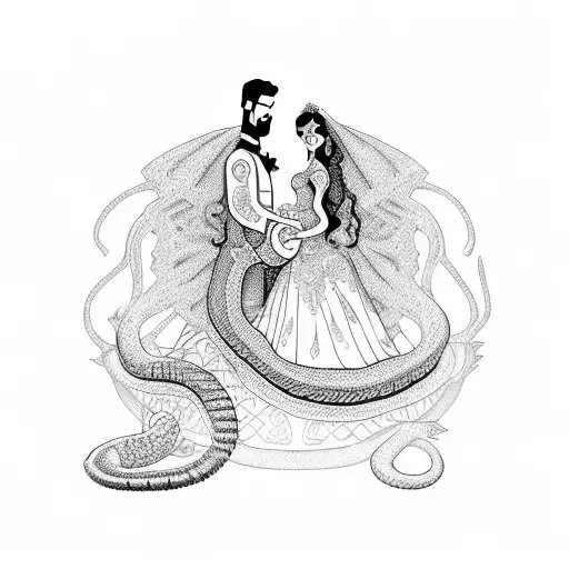 Mexican Wedding Bride & Groom Snake At The Bottom Doves At The Top