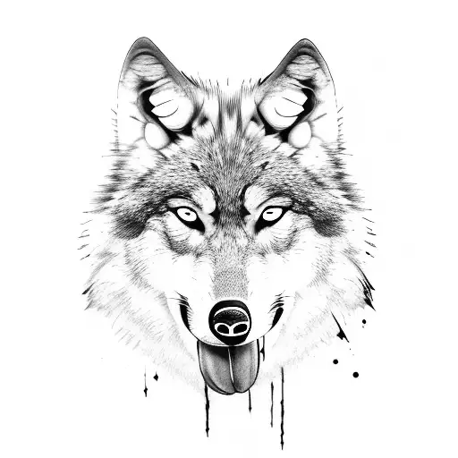 Wolf With Knife Through Mouth