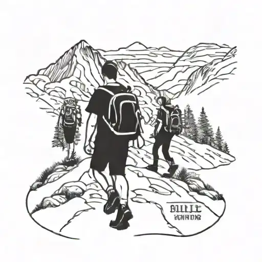 A Group Of Friends Hiking In The Mountains With Bible Verses Incorporated Into The Scenery