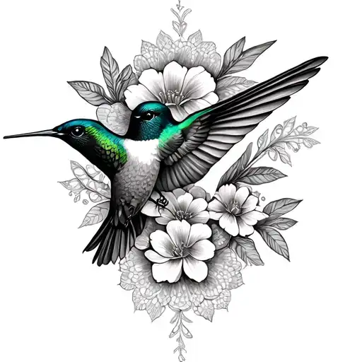 Floral Lace With Two Hummingbirds