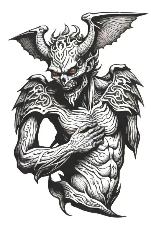 Winged Demon But One Wing Is Upside Down And The Other Wing Is Straight