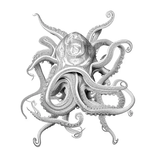 A Neural Network Composed Of Brain Cells Forming The Shape Of An Octopus