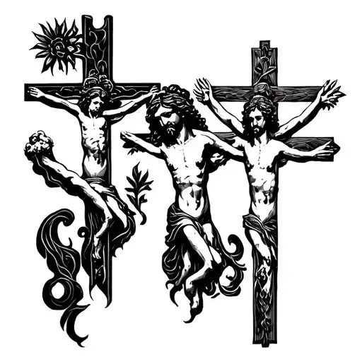 Three Crosses With Jesus