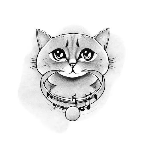 Cat Playing With Music Note