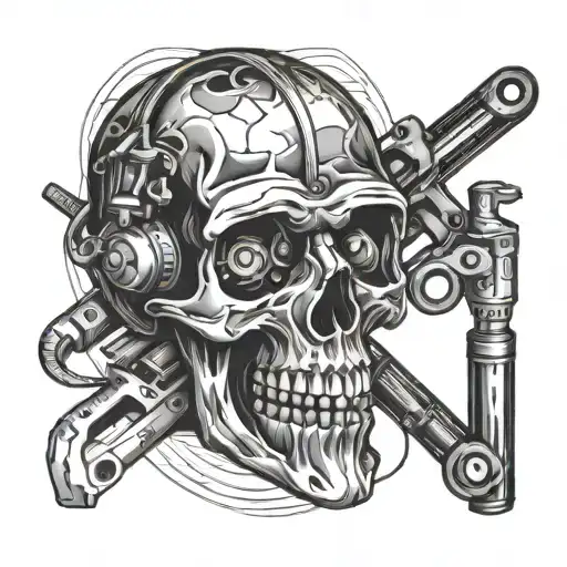 Welding And Auto Mechanic Tools Forming A Skull Face