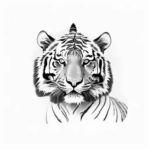 A Majestic Tiger Standing On A Snow-covered Mountain Peak