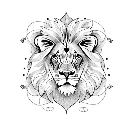 Lion With Wild Flowers