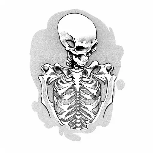 Thinker Statue As A Skeleton Sitting On Gravestone